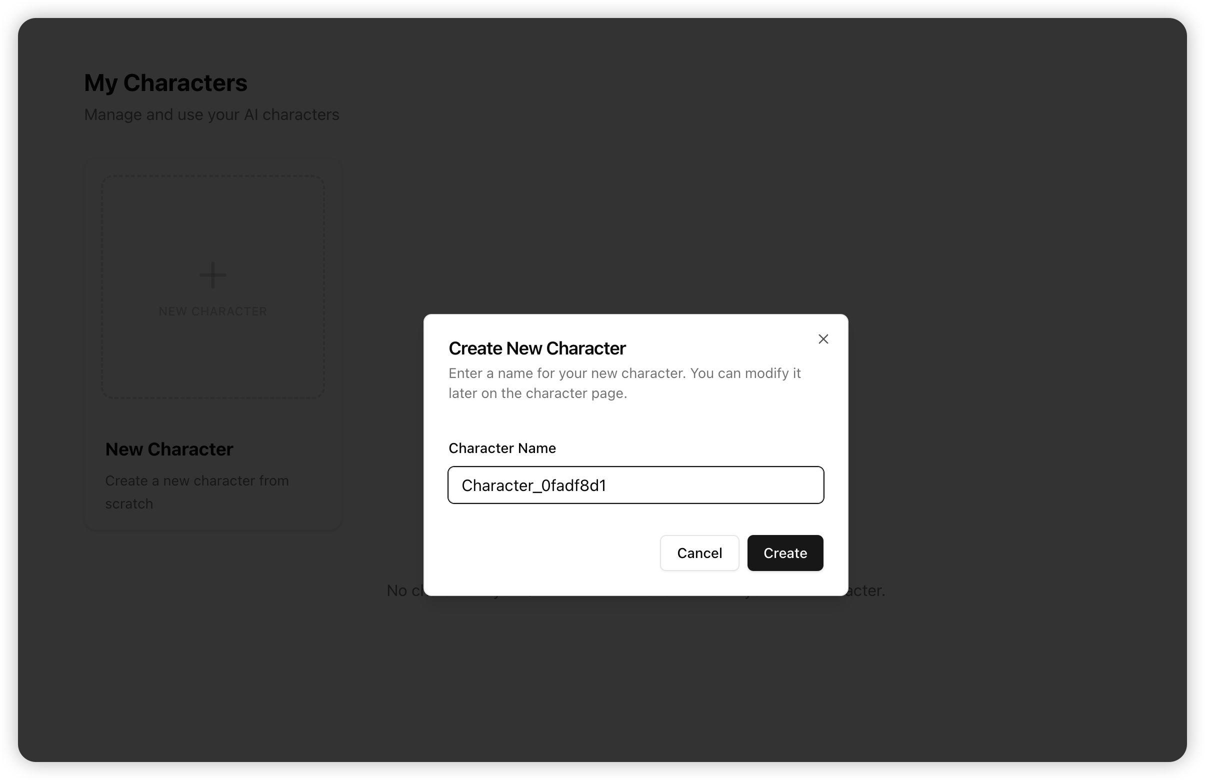 Character name input dialog